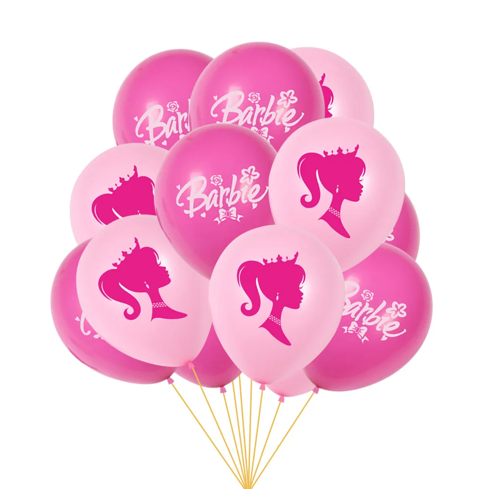 Shopee Amazon Pink Barbie Theme Balloon Party Decoration Cartoon Doll Princess Latex Balloon For Girl Party Supplies