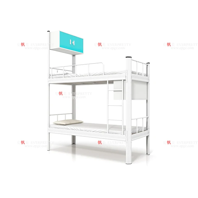 Dormitory Furniture Metal Double Metal Iron Bunk  Bed Designs with Storage Cabinets