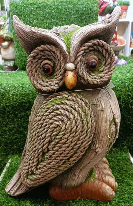 Дешевая магнезия ручной работы статуя Совы с солнечным светодиодным светом украшения сада и поделки подарки животных