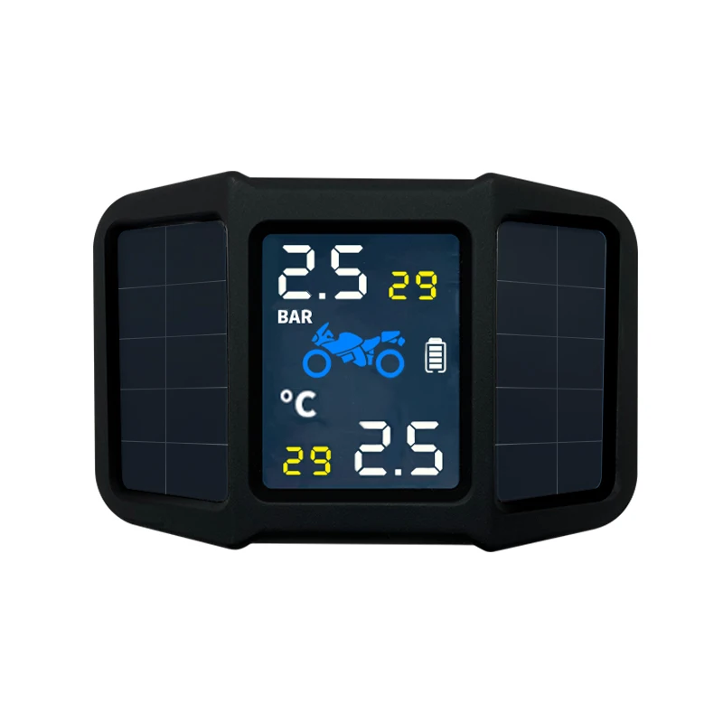 Система контроля давления в шинах TPMS 2 колеса для велосипеда мотоцикла с солнечным внешним датчиком