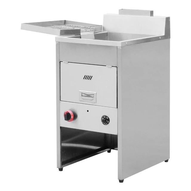 Restaurant hotel kitchen equipment supplies industrial stainless steel free standing gas deep fryer with temperature controller