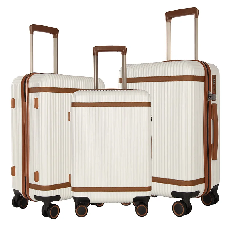 Hot selling ABS+ PC suitcases traveling bags 20 24 28 inch luggage 3 pieces  set trolley baggage