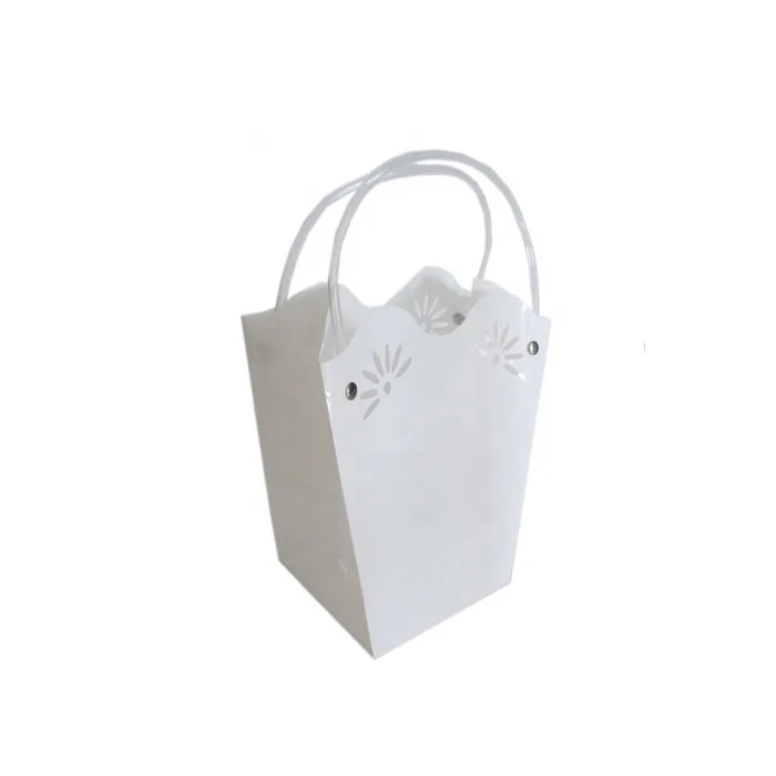 high quality transparent white plastic PP flower carry bag