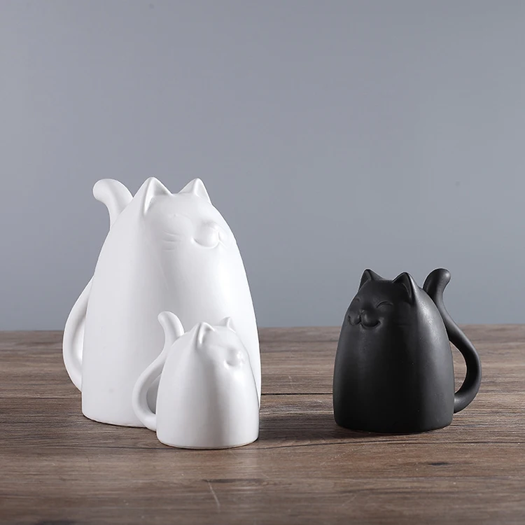 Shop Welcome Ceramic White And Black Cat  Lucky Cat  For Improved Sales