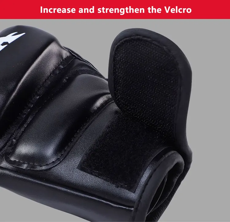 Factory cheap sale black short finger boxing gloves durable sandbag half finger gloves