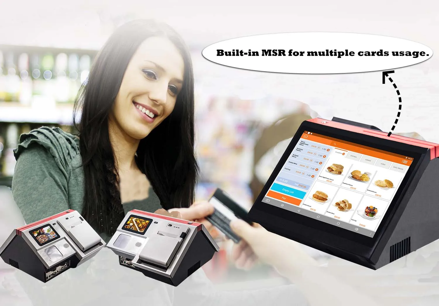 Новый дизайн 680 плюс все в одном 14-дюймовое кассовое оборудование Android/Win Pos системный аппарат с Wi-Fi Bt Nfc считыватель карт розницу