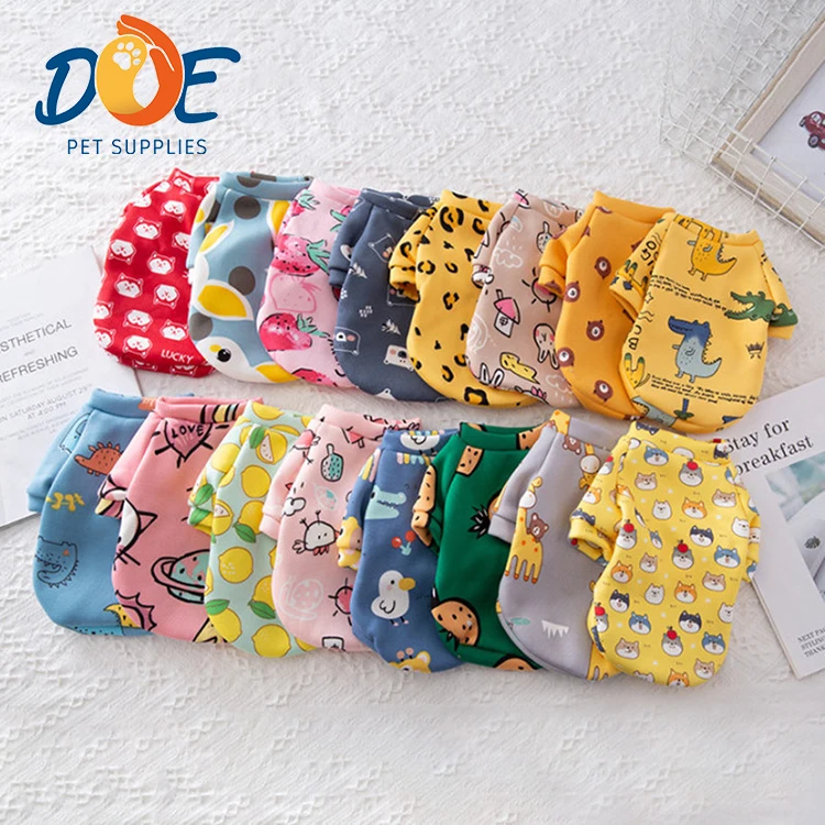 Doe Pet Clothes Multi Colors Best Seller 100% Polyester Luxury Cartoon Shirt Dog Pet Clothes For Dog Cartoon Hoodie Pet Clothes
