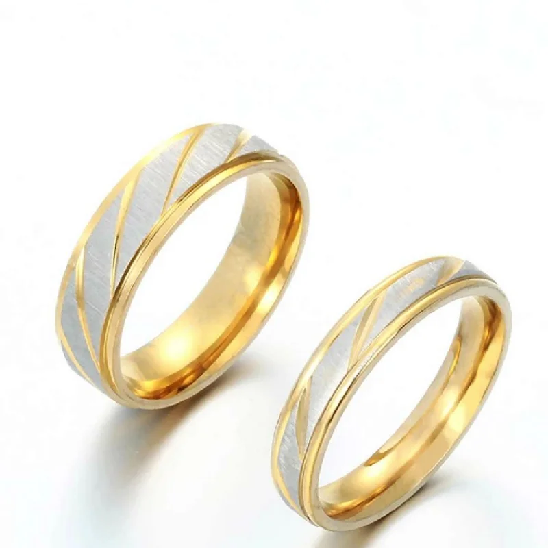 Morden Style Heart Rings Beat Gold Plated Diamond Engagement Jewelry Set 22K Jewellery Dubai Couples Matching Couple Ring