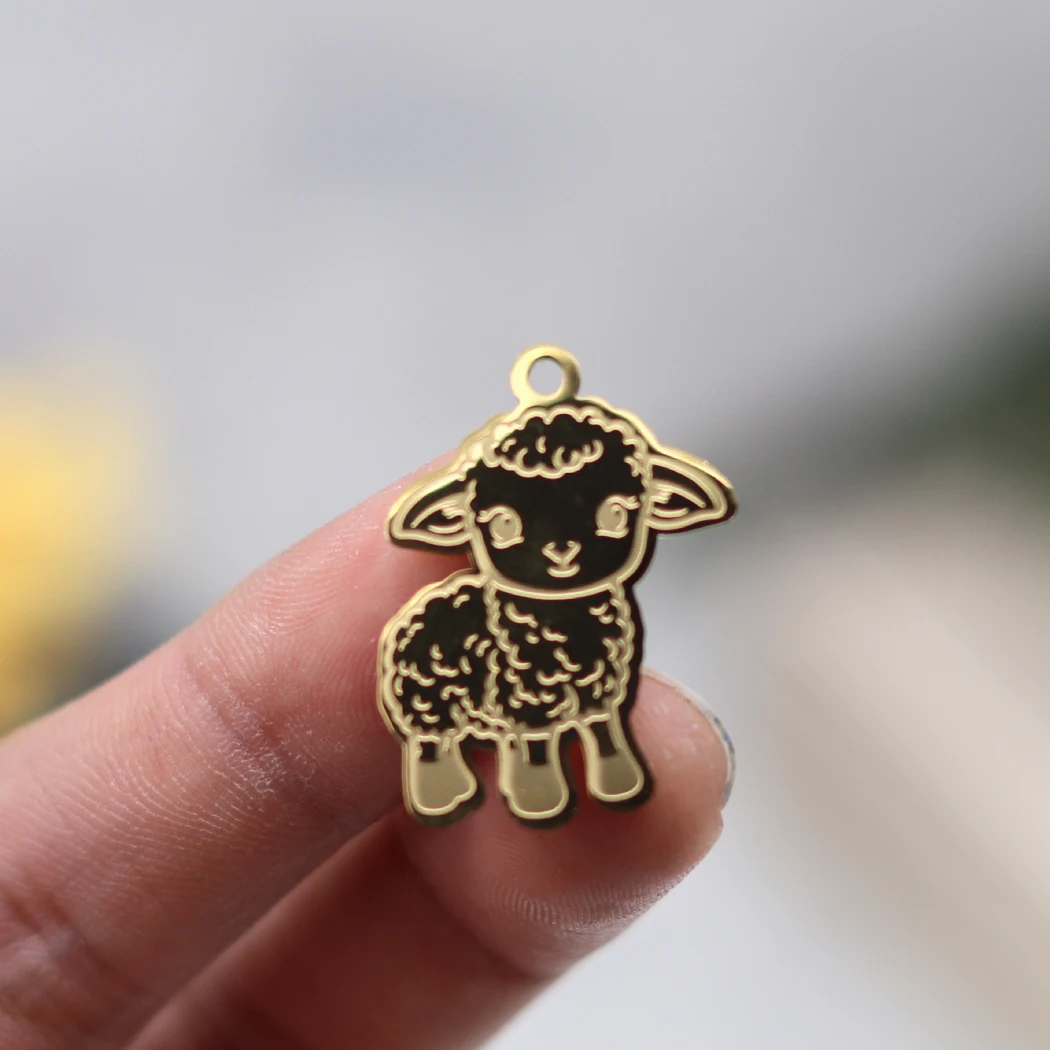 3pcs/lot Stainless Steel Lamb Animal Sheep Pendant for Making DIY Jewelry Necklace Earrings Women Crafts Findings