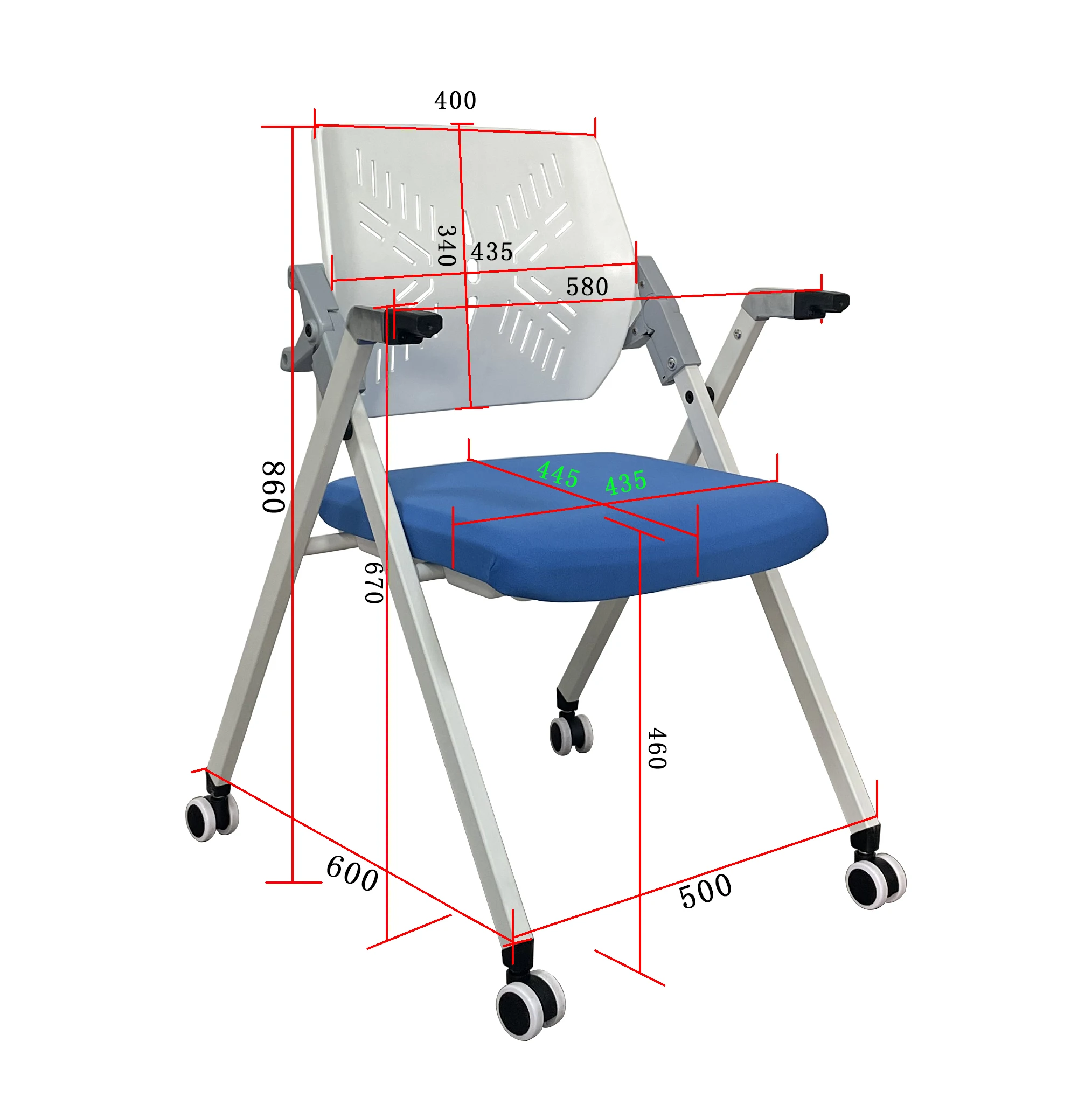 Modern School Training Folding Stackable Chair with Swivel Table Plastic And Mesh Back Optional Conference And Office Chair