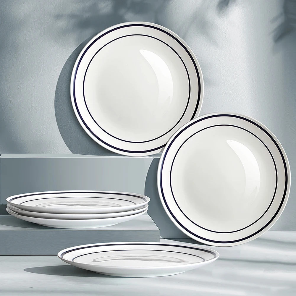 Nordic Blue Rimmed Dinner Plates Bone china Wedding Decoration Dishes 10.5 Inch