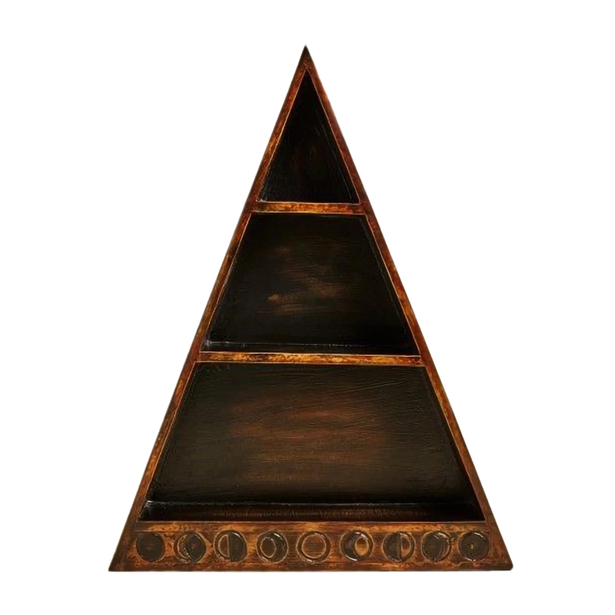 Треугольная деревянная полка с резьбой фазы Луны для украшения дома (1600188182584)