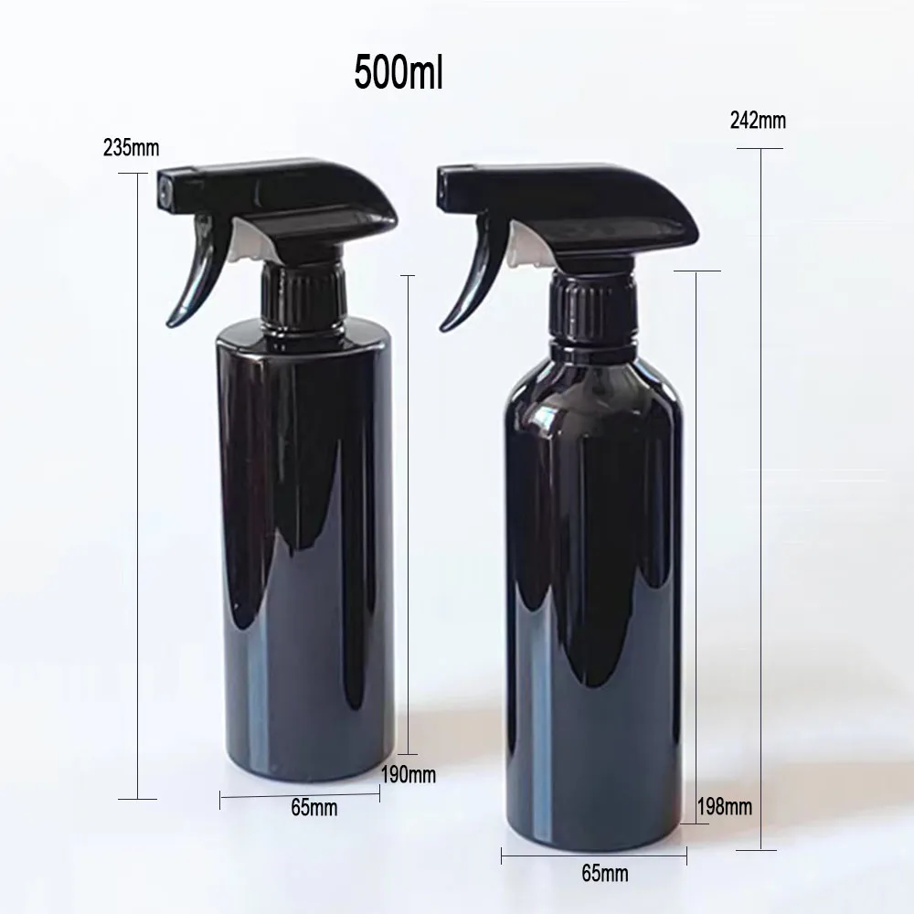 Wholesale 500ml 17 oz PET Black Spray reusable car cleaning spray trigger plastic bottle