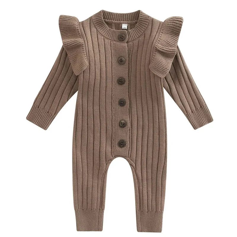 Baby Boy Girl Kids Clothes Fall Winter Buttons Clothing Baby Sweater Rompers Cotton Knitted Long Sleeve Baby Jumpsuit