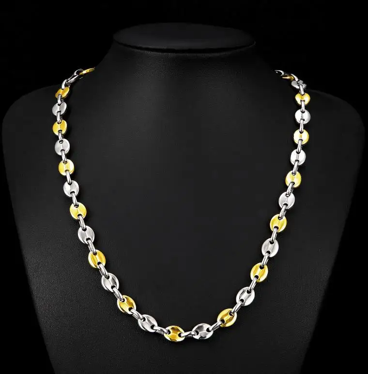 Anklet  bracelet Necklace Choker 18k gold silver black coffee Link Chain 7mm 9mm 11mm custom length Necklace Collar y pulsera