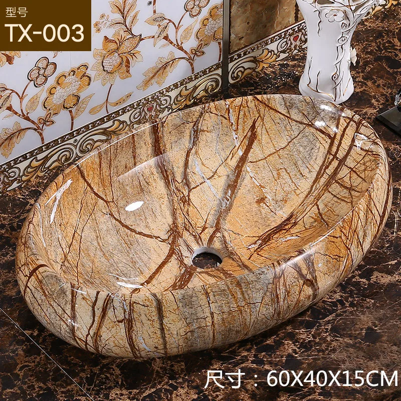 European Style Handmade Color Feature Custom Top Lavatory Marble Pattern Solid Surface Countertop Art Sink For Bathroom