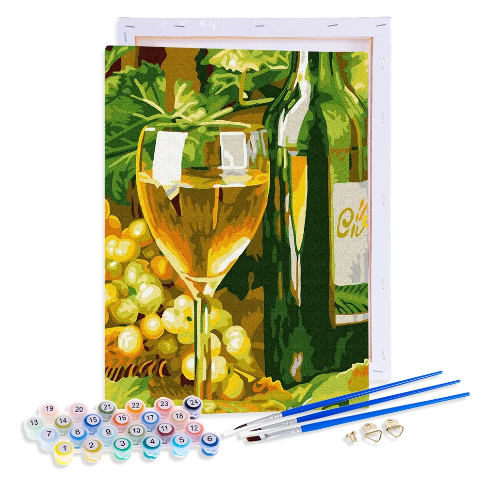 AOVIA 30 * 40 painting by numbers white wine glass small fresh art canvas oil decorative painting Wholesale handmade gifts