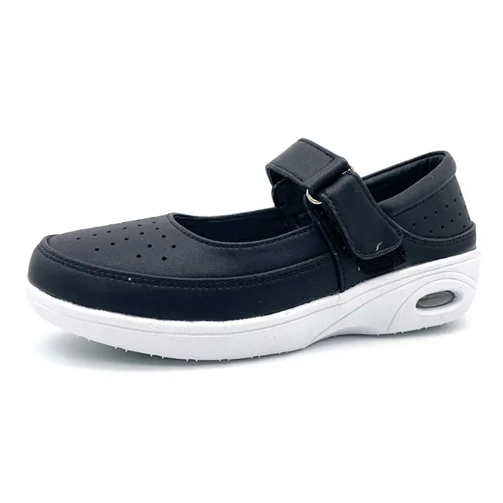 Slip On Wedge Heel Leather Hospital Nurse Shoes