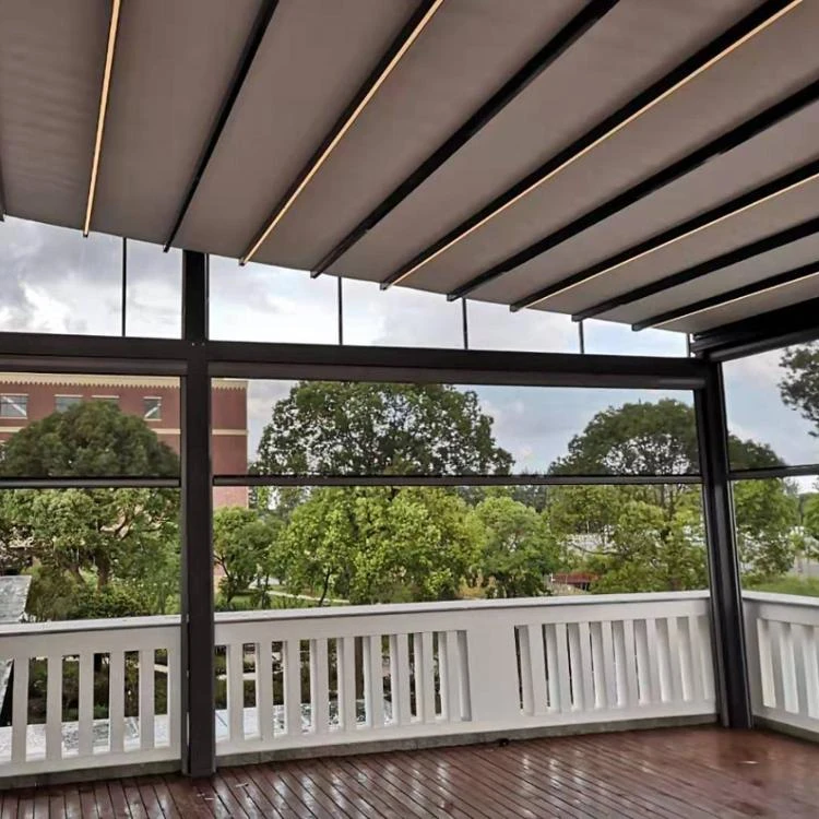 Outdoor Waterproof PVC Aluminum Frame Roof System Motorized Pergola 5x5m