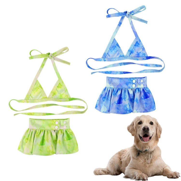 Dog Sexy Swimsuit Dog Wearing Yellow Polka Dot Bikini for Dogs Famicheer BSCI Sexy Dresses Cute Summer Opp Bag Print Sustainable