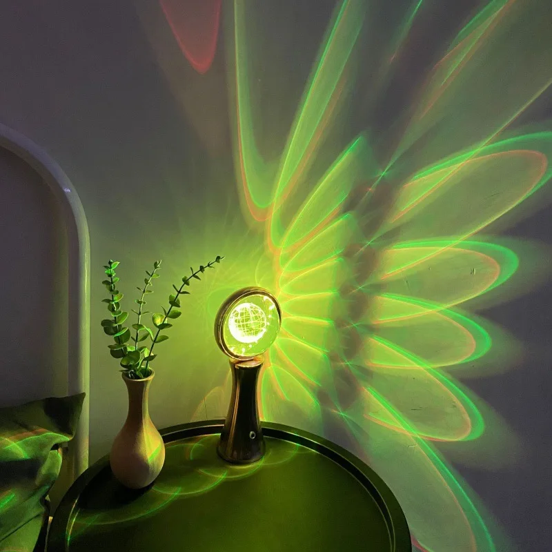 Bedroom decor Creative table lamp USB Rechargeable rotary dimming RGB crystal globe projection night light
