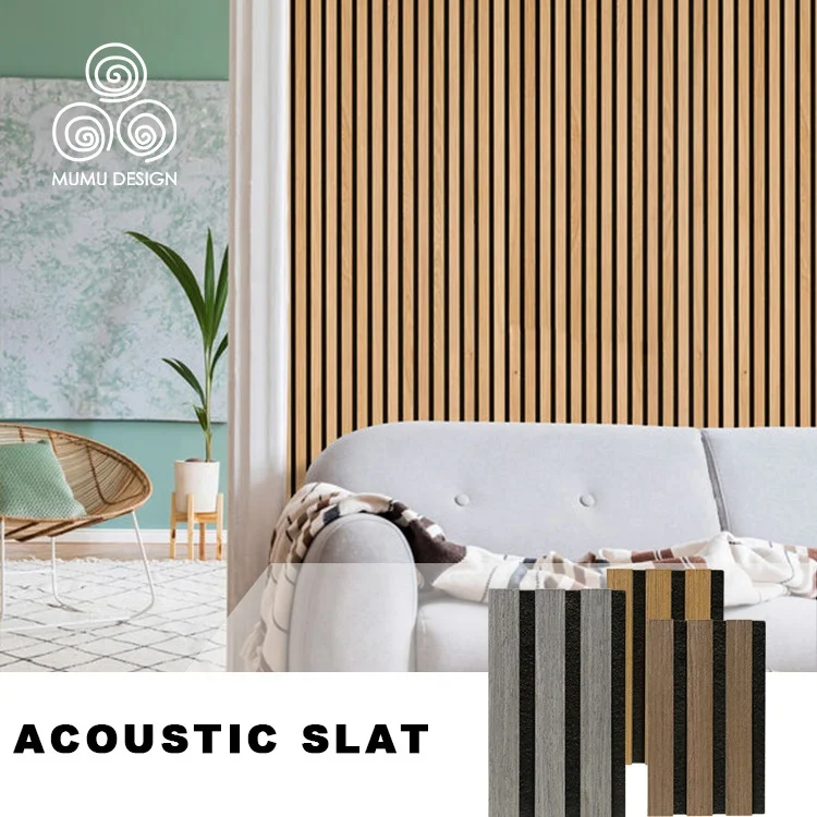 MUMU Oak Pine Timber Boards Decorative Soundproof Sound proof Wood Slat Acoustic Panel for Cinema or Hotel
