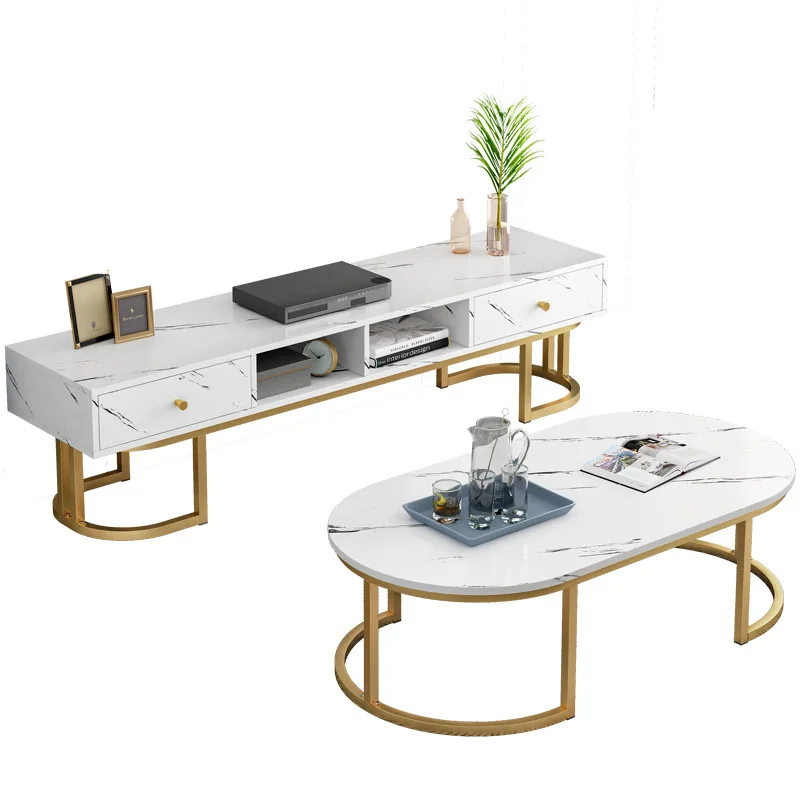 TV cabinet set modern living room simple bedroom rock board floor coffee table combination