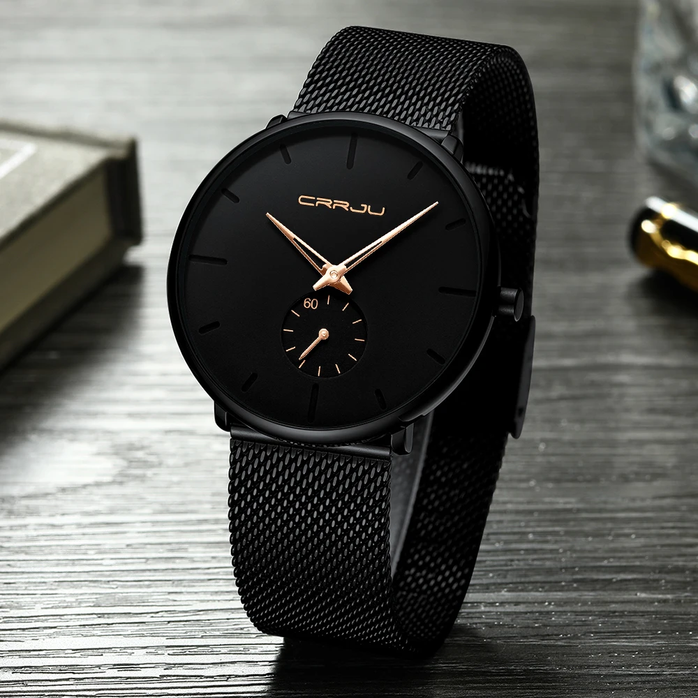 CRRJU 2150 Top Luxury Business Fashion Wristwatch Mesh Band Strap 3ATM Waterproof Best High Quality Sport Quartz Clock Watch
