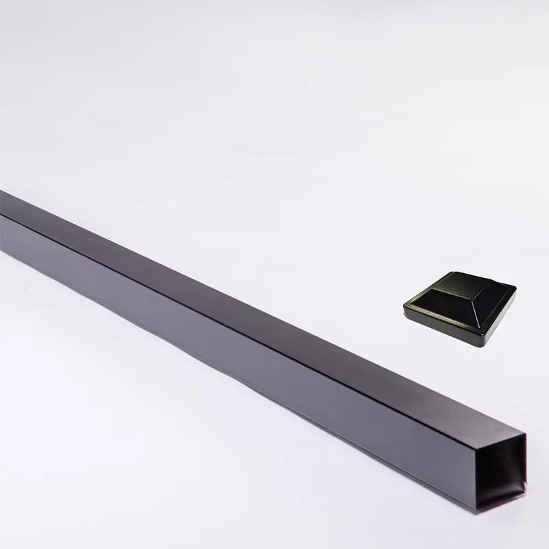 Custom Outdoor 2 Rails Metal Fencing Steel Square Tube Flat Top Fence Designs Galvanized Steel Fence with Post