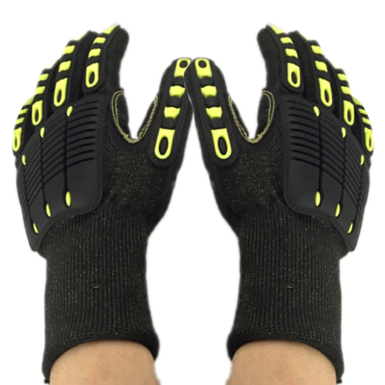 Industrial Safety Gloves TPR Vibration & Cut Resistant Impact Gloves Nutrile coated