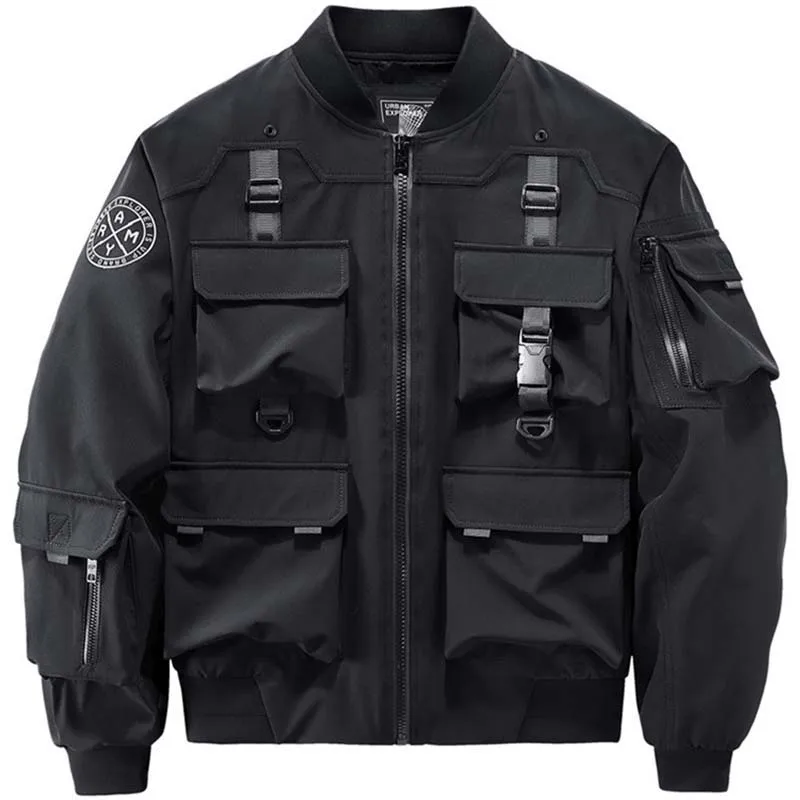 2022  wholesale custom autumn fashion jacket streetwear cargo black jacket for men