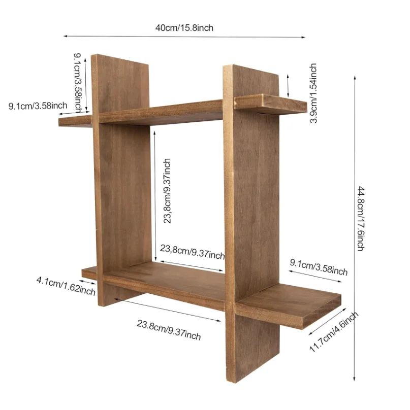 kitchen organizer storage wall-mount spice racks wall mount bookshelf wood display shelves with Compartments