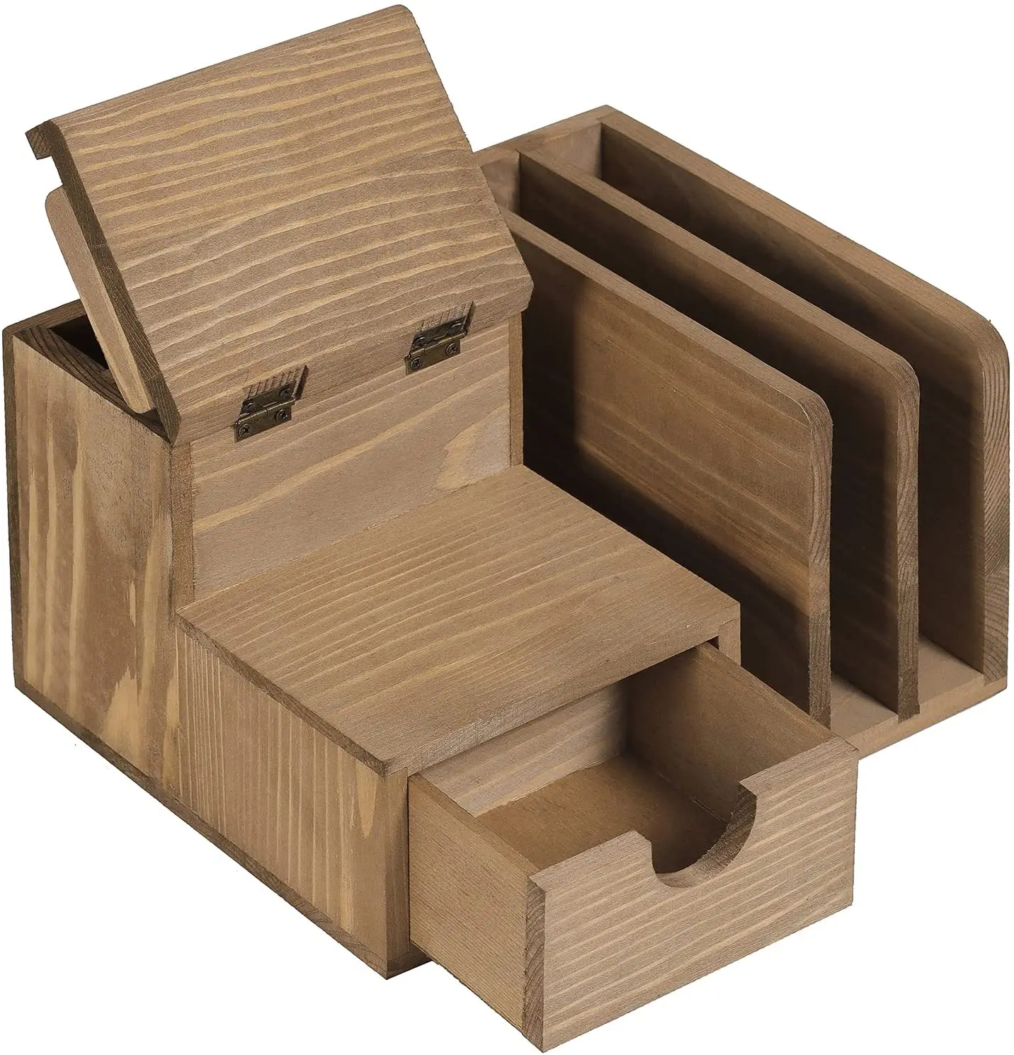  Plain brown wooden table accessories storage box/mail classifier/note Memo Pad Bracket desktop