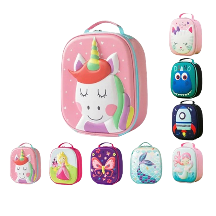 2024 Custom Logo Cartoon 3D Design Kids Lunch Bag Reusable Tiffin Thermal Insulated Bento Lunch School Bag For Children