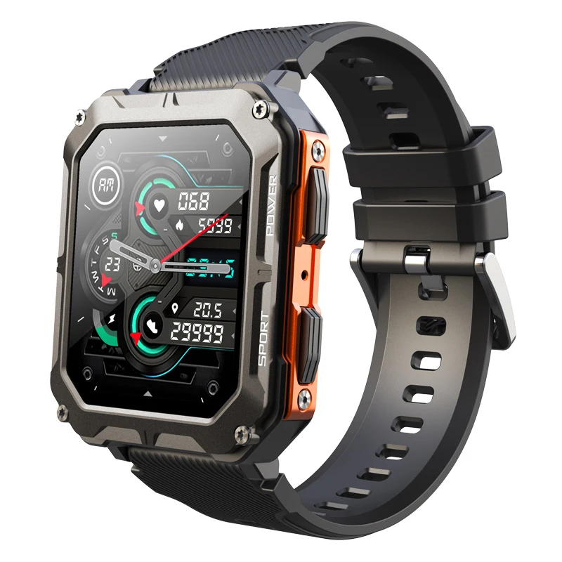 2024 Outdoor Smart Watch For Men BT Call IP68 Waterproof Large Memory Outdoor Sports Smartwatch 380mAh Large Battery