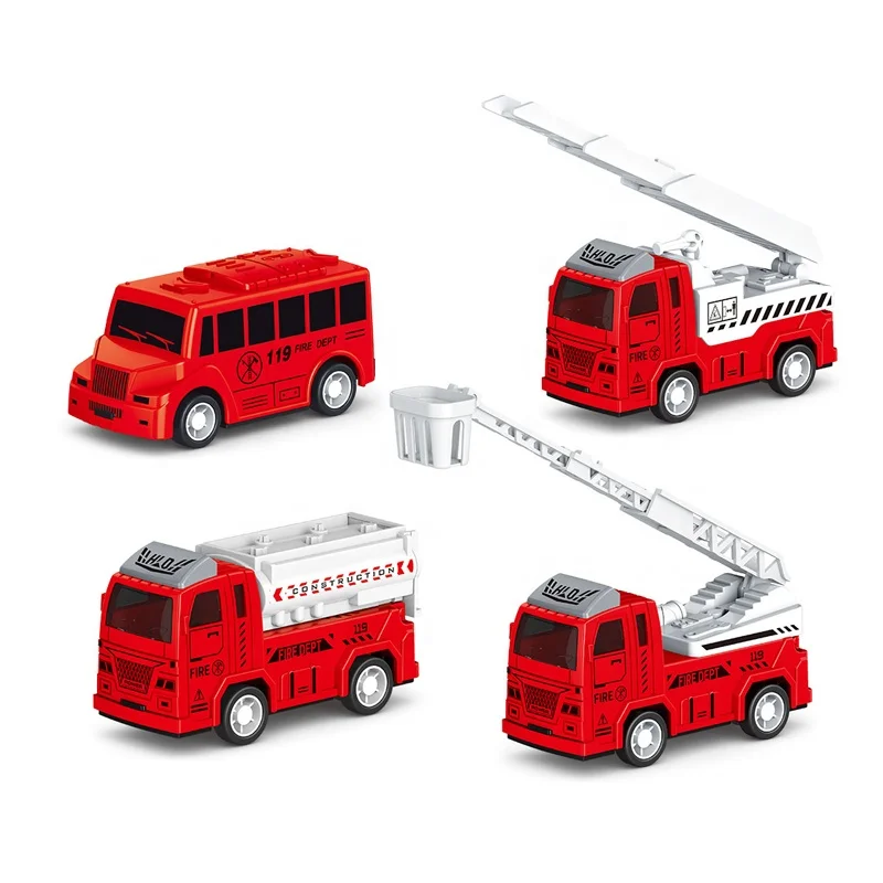 HUADA 2023 4PCS Military Vehicle Set Construction Truck Plastic Mini Pull Back Car Toys for Kids