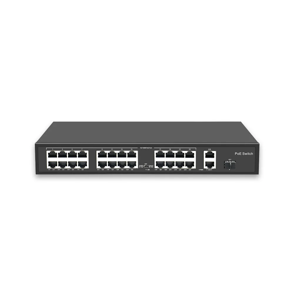 300W 24 Ports Network 100M PoE Switches Support VLAN OFF Extend witch 2 Gigabit Ethernet Uplink Ports