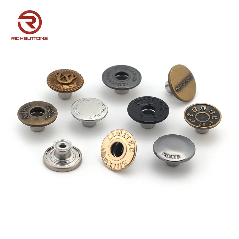 Clothes Accessories Adjustable Epoxy Colored Custom 17mm Metal Tack Jeans Button For Jeans