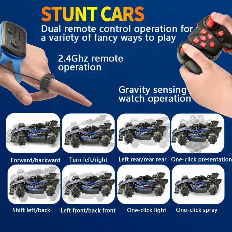 4WD Stunt Spray Karts RC Racing Car Toys Gesture Sensor Remote Control Drift Vehicle Toys Boy Gifts Radio Control Truck Toy