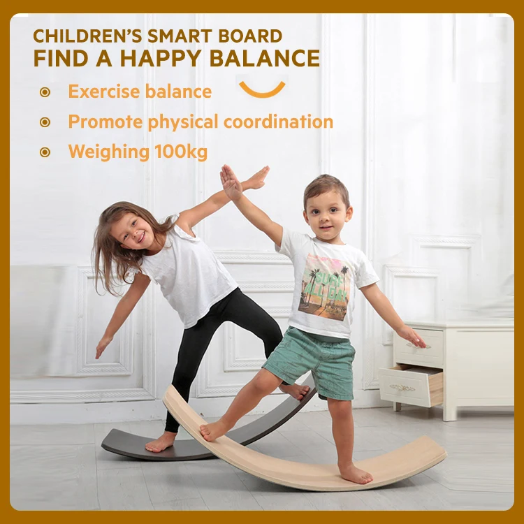 Custom Logo Exercise Training rider Yoga Balance Curvy Kids Toddler Montessori Fitness Balance Board