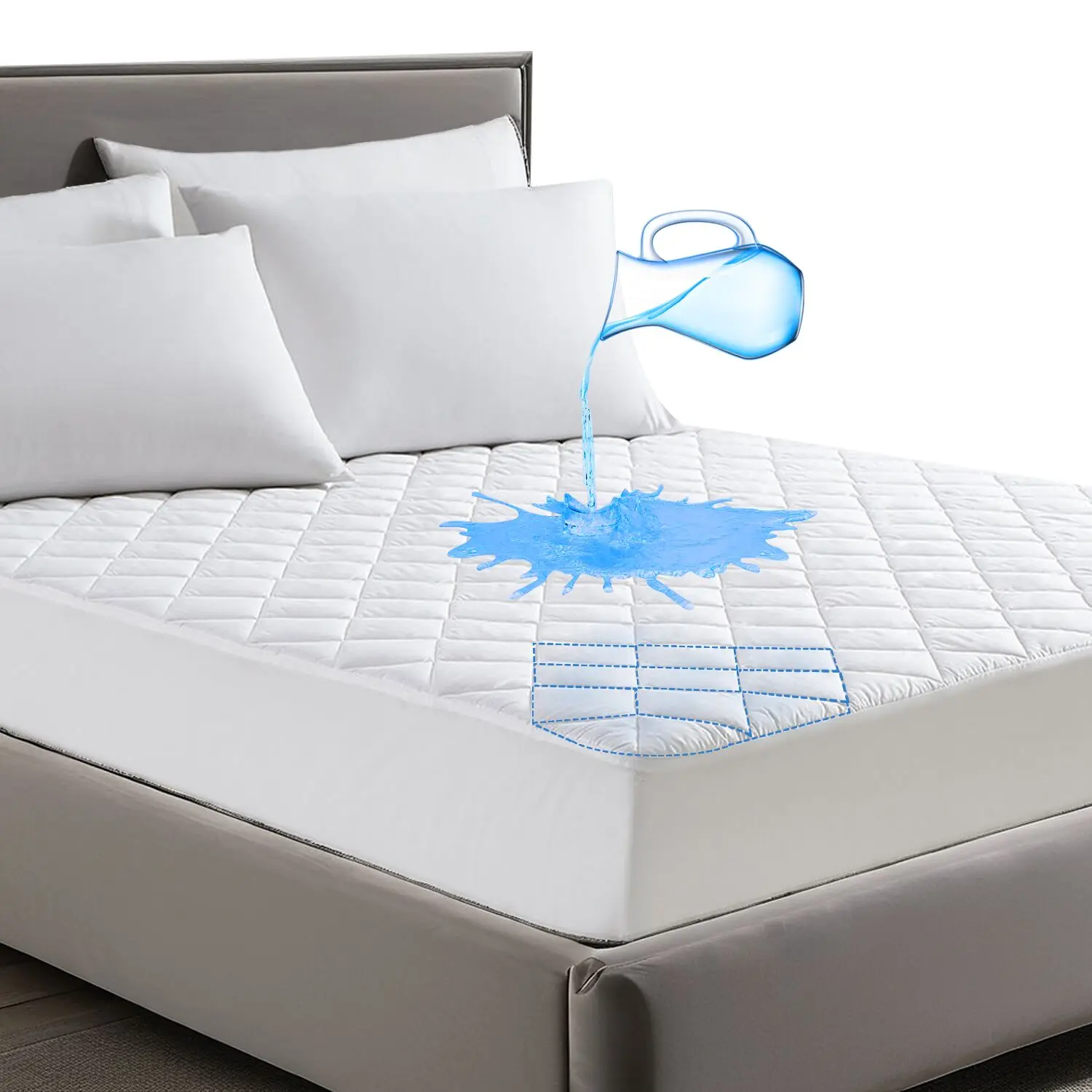 Extra Deep Pocket Queen Waterproof Mattress Protector Solid Quilted Bed Topper Mattress Covers For Double Bed King Size
