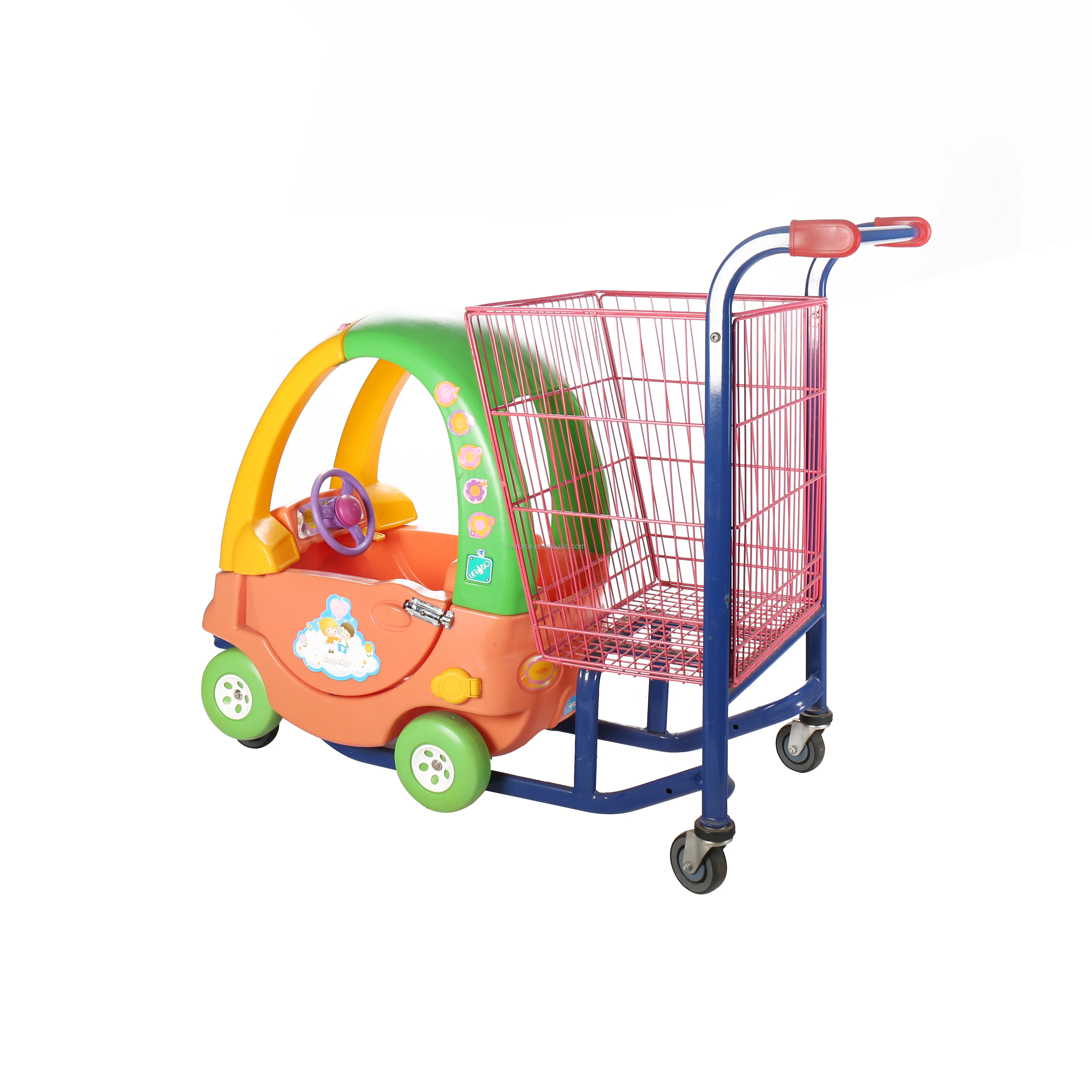 Kids Baby Shopping Trolley For Supermarket Children Toy Cartoon Trolley With Two baskets