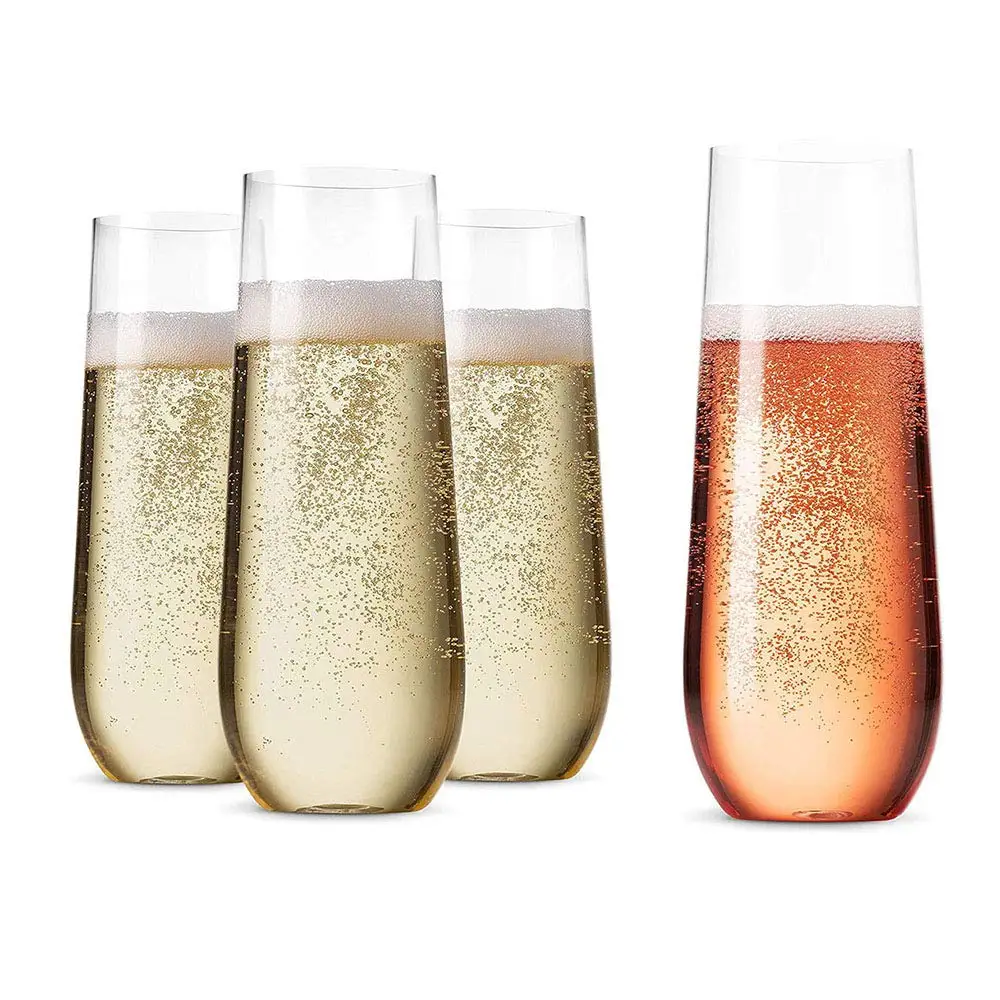 10oz logo customized stemless champagne flutes tulip champagne glass wine glass