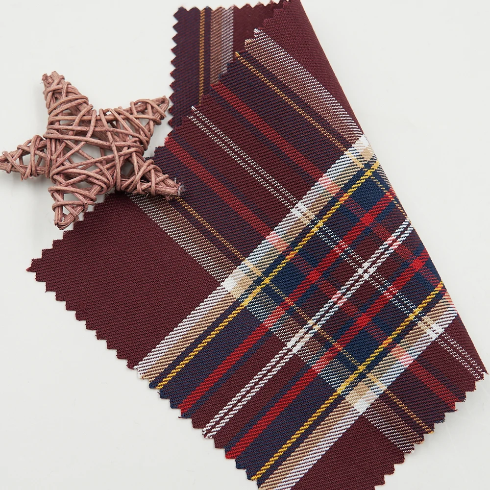 Ready goods check plaid school uniform woven shirt fabric garments material
