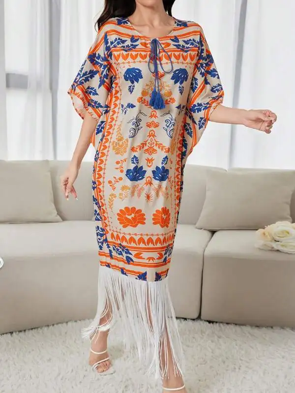 2024 Wholesale African Womens Clothing Elegant Long Puff Sleeve Square Neck Solid Color Maxi Plus Size Dresses