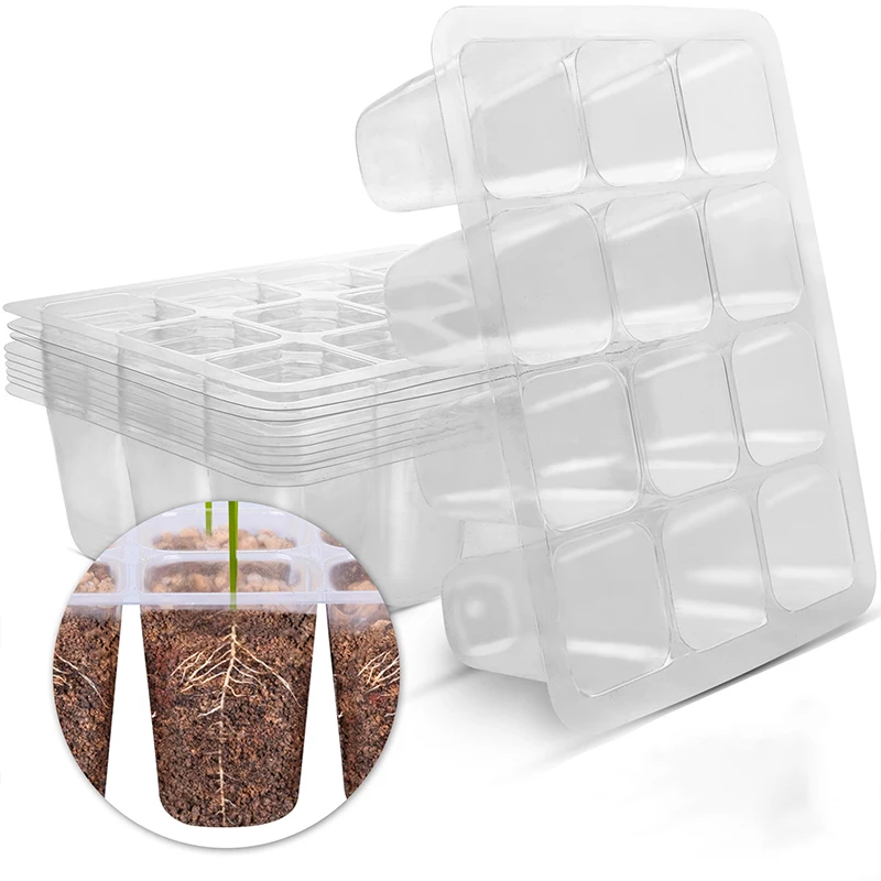 6 cell Transparent Plastic Plant Propagator Seed Trays 12 Cells Seedling Starter Germination seed Tray