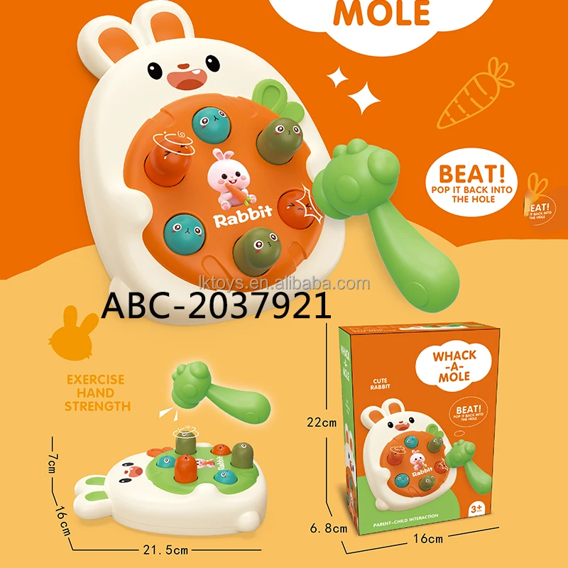 Lucky Toys Whack A Mole Game Toy Interactive Educational Pounding Toys with Music Learning Educational Gift Whack Mole Game