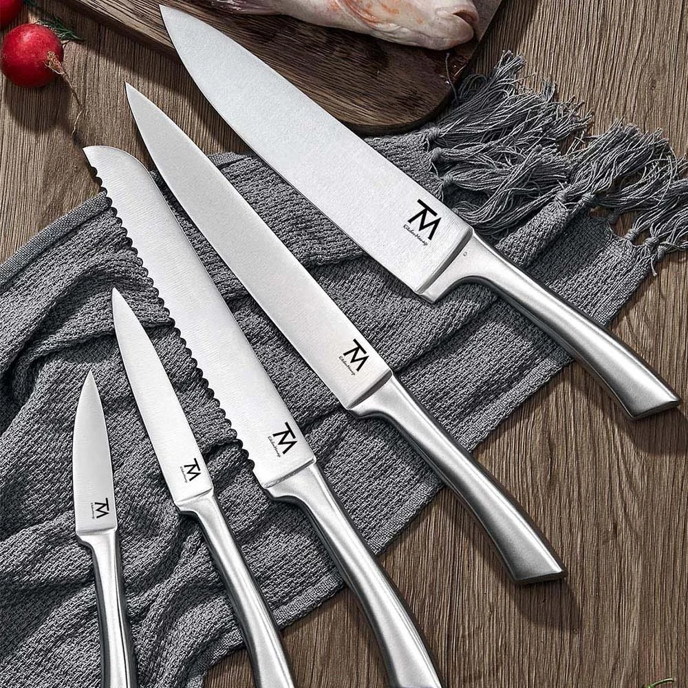 Pisau Messer Facas 14 шт. блок набор кухонных ножей с ножницы Точилки для классический термос из нержавеющей стали пустотелой ручкой