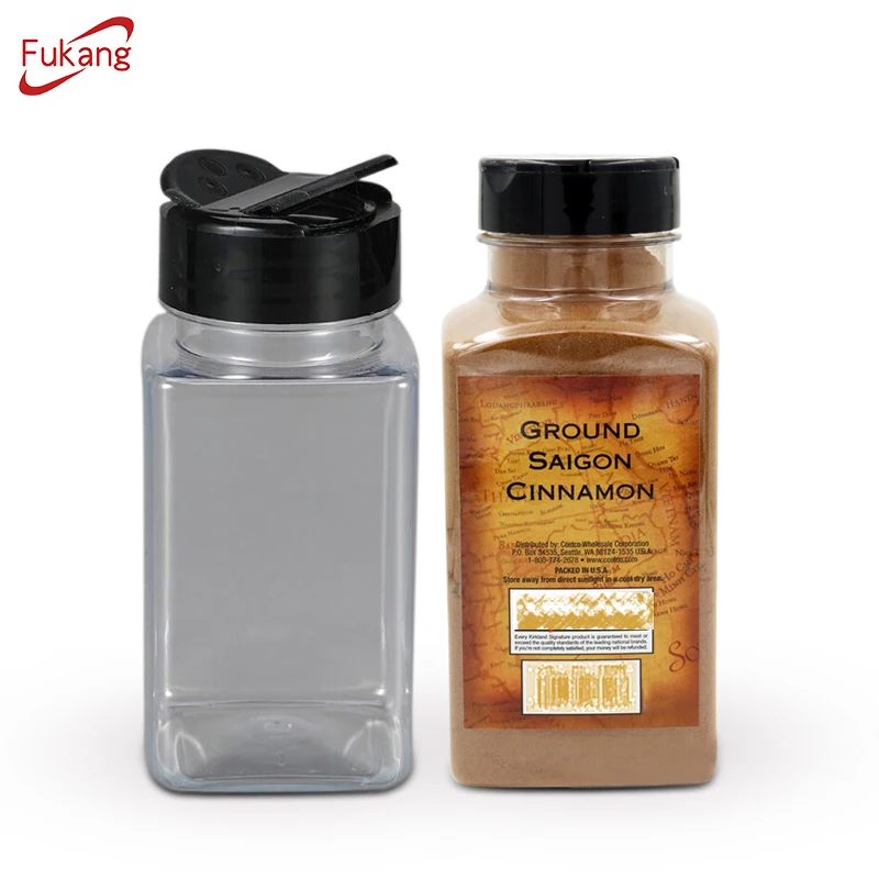 Seasoning Storage Box Spice Jar Shaker Custom Acrylic Pet Plastic Transparent Salt Condiment Bottle Cruet Kitchen Pepper Jar