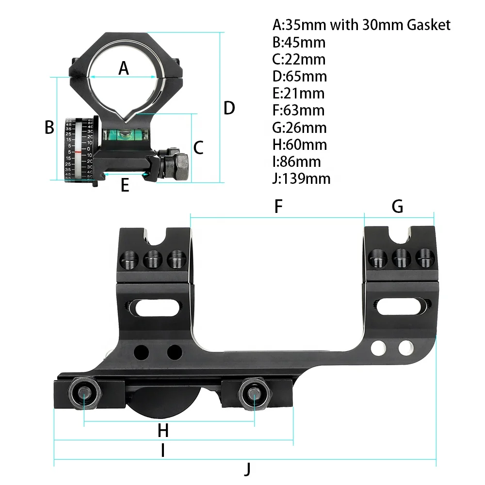Ohhunt Optical Accessories High Profile 30mm 35mm Rings Scope Mount 21mm With Angle Cosine Indicator